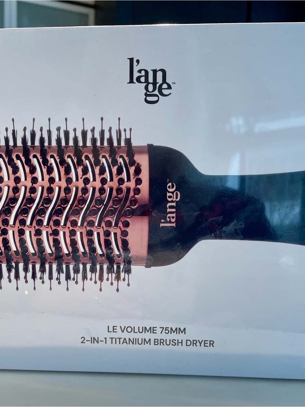 L'ange Rose Gold & Black 2-in-1 Titanium Brush Dryer 75mm New In Box